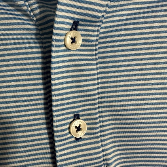 Stitch men's golf polo, XL, blue/white stripe , small logo on front - Picture 10 of 11